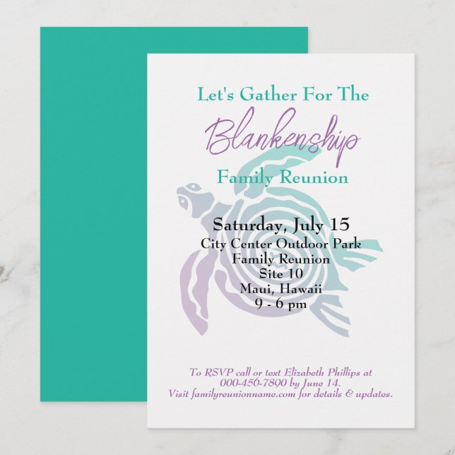 Convites Evento de Dia do Solteiro da Tartaruga de Arte Tri (Frente/Verso)