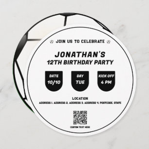 Convites Evento de Festa de aniversário do Tema de Futebol 