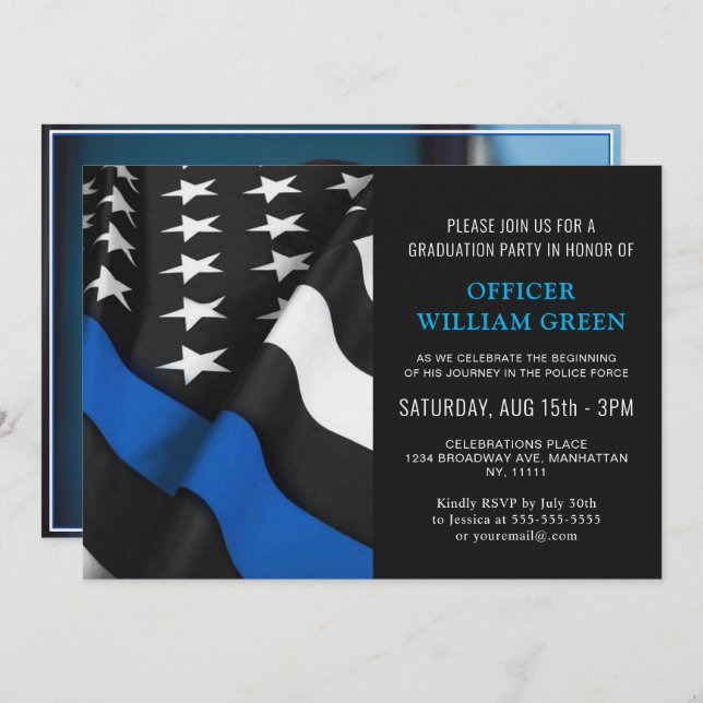 Convites Evento de Festa de formatura da Polícia de Bandeir (Frente/Verso)
