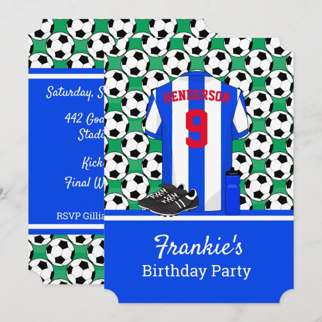 Convites Evento de futebol para jovens júnior BW Stripes (Frente/Verso)