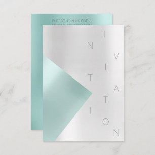 Convites Evento de Moda do Minimalismo Aqua Tiffany Metálic