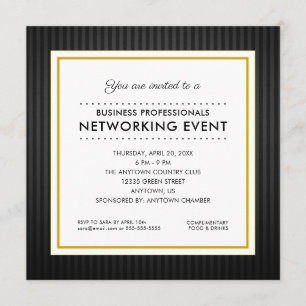 Convites Evento de rede empresarial   Preto e Dourado