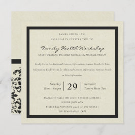 CONVITES EVENTO DE WORKSHOP CLÁSSICO DE DAMASK BRANCO PRETO