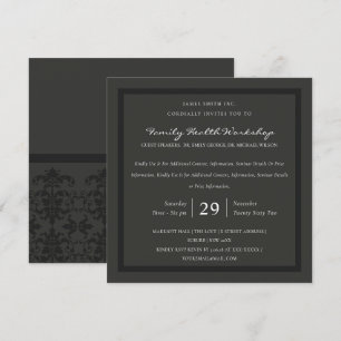 CONVITES EVENTO DE WORKSHOP CLÁSSICO DE DAMASK DE CARVÃO 