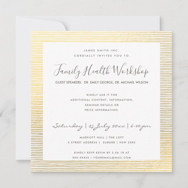 CONVITES EVENTO DE WORKSHOP DE LINHA DE LINHA BRANCA DOURAD (Frente)