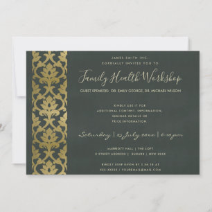 CONVITES EVENTO DE WORKSHOP PRETO DE FAUX DOURADO