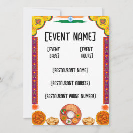 Convites Evento e inauguração do restaurante indiano