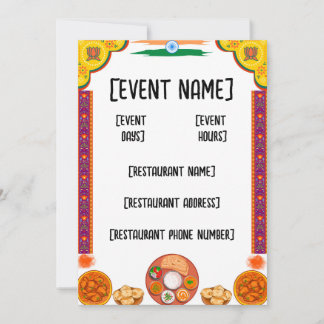 Convites Evento e inauguração do restaurante indiano