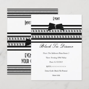 Convites Evento Elegante Formal Gravata Preta Jantar Branco
