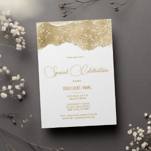 Convites Evento Especial de luxo em branco e prata brilhant