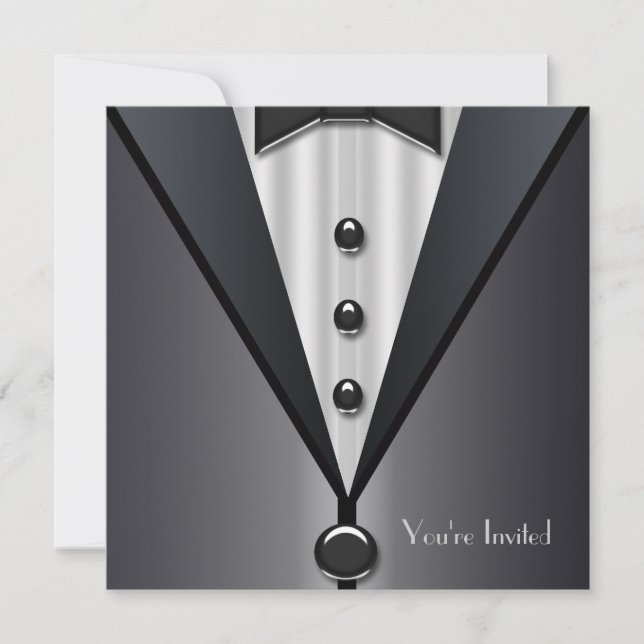 Convites Evento Formal Smoking Preto Lace de Gala (Frente)