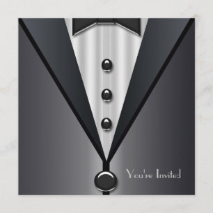 Convites Evento Formal Smoking Preto Lace de Gala