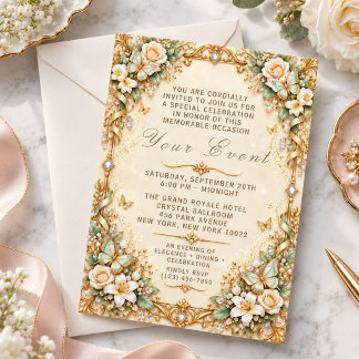 Convites Evento Glamouroso de Borboleta Floral Exquisita