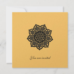 Convites Evento mágico papel metálico dourado