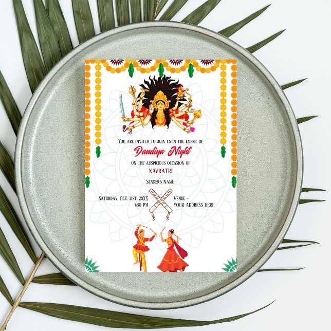 Convites Evento Noturno Navratri Dandiya (Criador carregado)