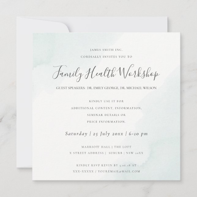 Convites EVENTO OFICINA DE Aquarela AZUL MARINHO (Frente)