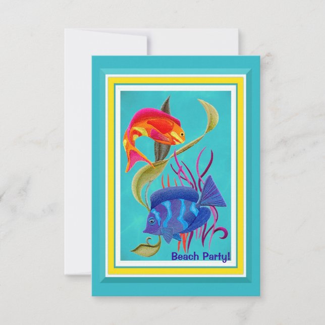Convites Evento Personalizável do Partido Tropical Fish Bea (Frente)