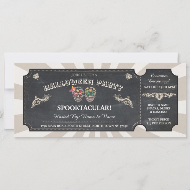 Convites Evento Sapateiro do Halloween do Ticket Sugar Skul (Frente)