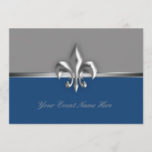 Convites Evento Silver e Blue Fleur de Lis