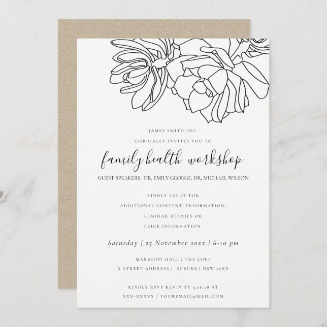 CONVITES EVENTO SUCCULENTE DE WORKSHOP DE CACTI DE DESERTO  (Frente/Verso)