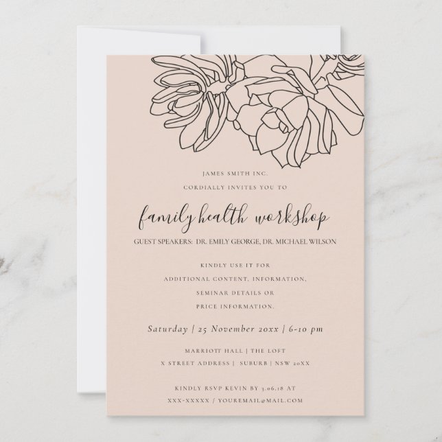 CONVITES EVENTO SUCCULENTE DE WORKSHOP DO DESERTO CACTI DE  (Frente)