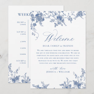 Convites Eventos de Fim de Semana de Casamento Floral Azul 