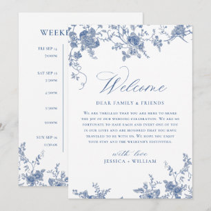 Convites Eventos de Fim de Semana de Casamento Floral Azul