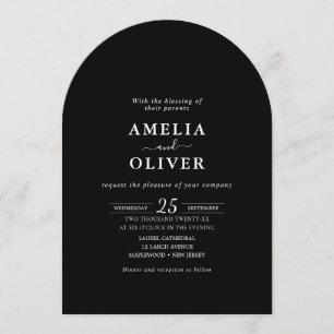 Convites Eventos de Fim de Semana QR Casamento Preto Minima