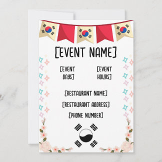 Convites Eventos e inauguração do restaurante coreano