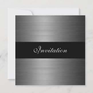 Convites Eventos Elegantes Cinzas Prateadas Stripes Negras