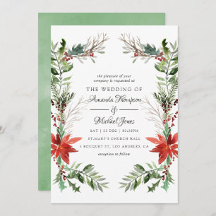 Convites Evergreen - Casamento de Natal em Woodland Wintert