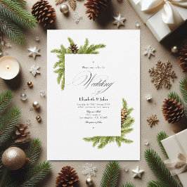 Convites Evergreen Pines Winter Wonderland Weding Código QR