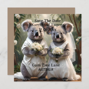 Convites "Evergreen Vows: um casamento Koala em branco"