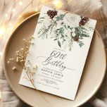 Convites Evergreen Winter 60th Birthday celebration<br><div class="desc">Evergreen Winter 60th Birthday celebration Invitation Matching itens disponíveis.</div>