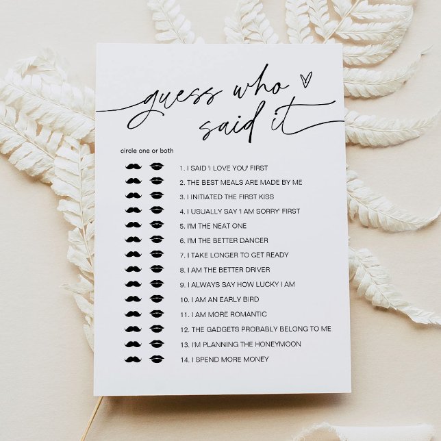 Convites EVERLEIGH Adivinha Quem Disse O Jogo Do Chá de pan (Criador carregado)