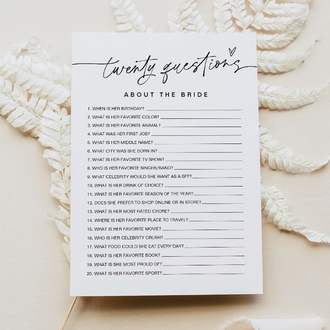 Convites EVERLEIGH Vinte Perguntas sobre o Jogo da Noiva (Criador carregado)