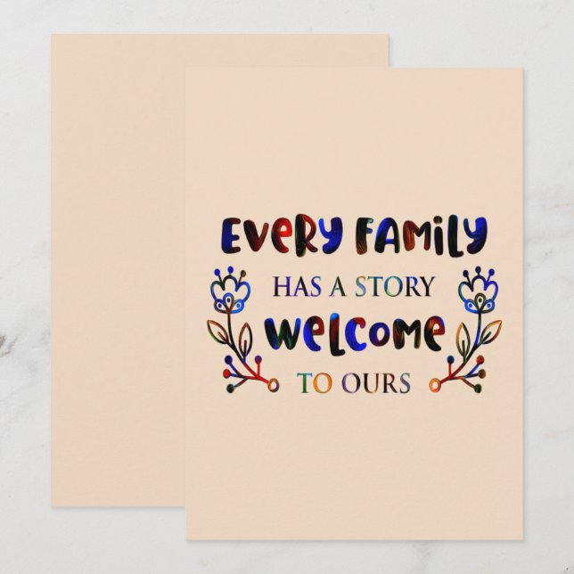 Convites Every Family Has A Story Welcome to Ours, Family I (Frente/Verso)