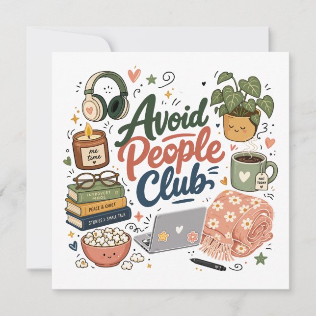 Convites Evite Pessoas Clube Vibrações de Introvertido Acon (Frente)