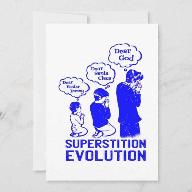 Convites evolução da superstição engraçado (Frente)