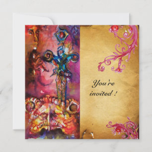 Convites EXCALIBUR 3 , vermelho brilhante , roxo rosa