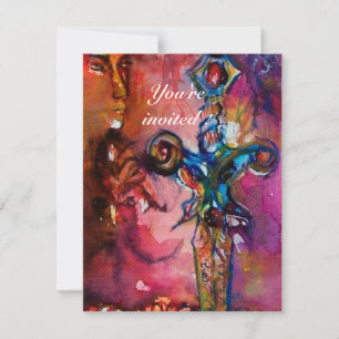 Convites EXCALIBUR 5, vermelho brilhante, rosa roxo