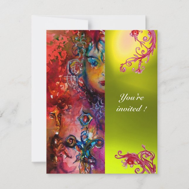 Convites EXCALIBUR gema vermelho brilhante , rosa azul lara (Frente)