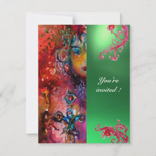 Convites EXCALIBUR gema vermelho brilhante , rosa azul lara