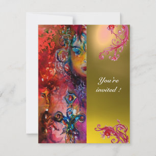 Convites EXCALIBUR gema vermelho brilhante , rosa azul lara