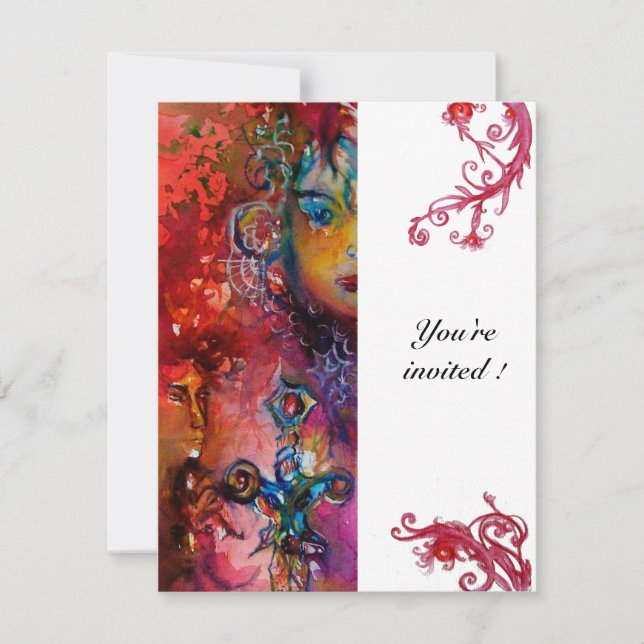 Convites EXCALIBUR , vermelho branco brilhante (Frente)