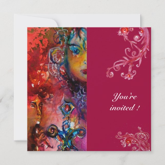 Convites EXCALIBUR , vermelho brilhante , (Frente)