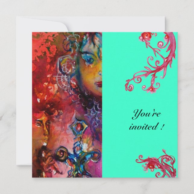 Convites EXCALIBUR , vermelho brilhante , azul (Frente)