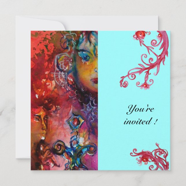 Convites EXCALIBUR , vermelho brilhante, azul (Frente)