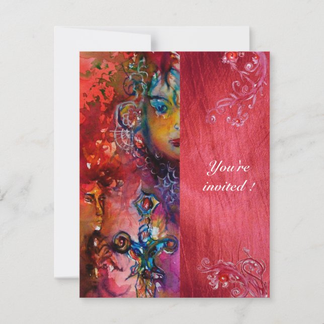 Convites EXCALIBUR , vermelho brilhante azul roxo fúcsia (Frente)