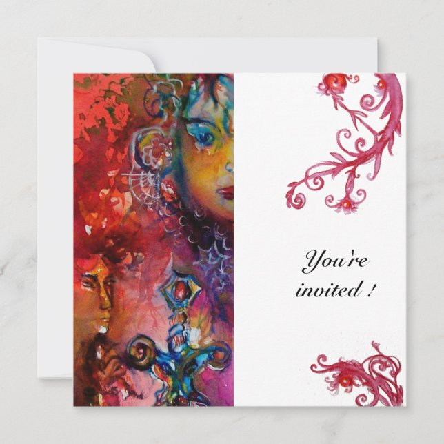 Convites EXCALIBUR , vermelho brilhante, branco (Frente)